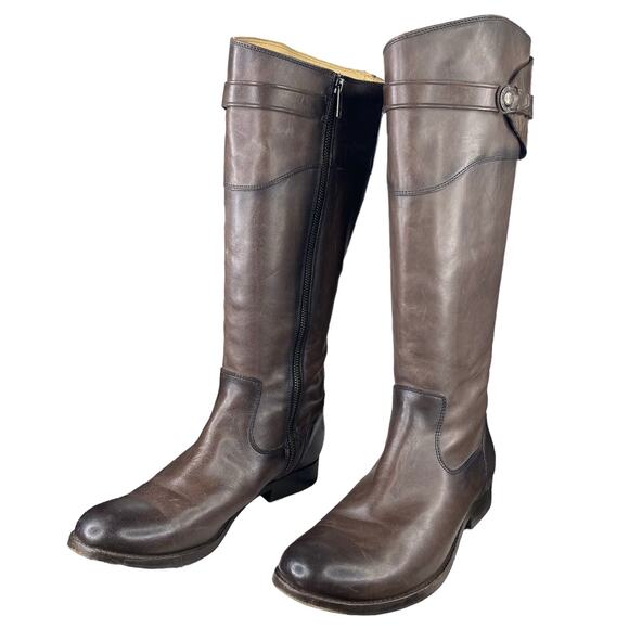 Frye Women's Molly Button Smoke Brown Leather Riding Boot Size US 8.5 - Picture 6 of 14